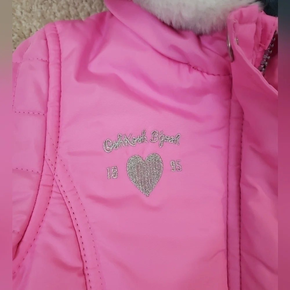 Osh Kosh B'gosh Girls Hooded Puffer Coat Size S(4) Pink Nylon Lining.